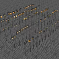 Bright Outdoor Lights Arranged On Herringbone Brick Pavement For Outdoor Lighting