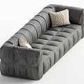 Modern Gray Velvet Tufted Sectional Sofa With Knit Pattern Decorative Pillows 3d model