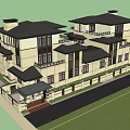 Two Story Modern Detached Villa Exterior With Garden Balcony and Greenery