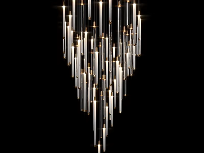 Modern Elegant Ceiling Light With Slim Hanging Tubes Transparent Glass And Metal Frame Design 3d model