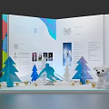 Open Pop-up Book Display With Colorful Christmas Trees Polar Bear And Decorative Balls