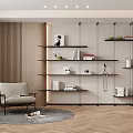 Modern Bookshelf Minimalist Iron Floor-Standing Bookshelf Storage Rack Storage Rack Leisure Chair 3d model