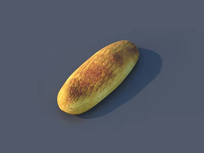 Long Toasted Bread with Golden Yellow and Brown Color on Gray Background 3d model
