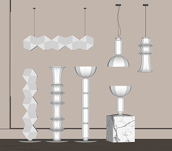 Modern lighting combination chandelier floor lamp table lamp 3d model