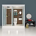 Modern Shower Sauna Bathroom Interior With Glass Enclosure Toilet Sink And Towels