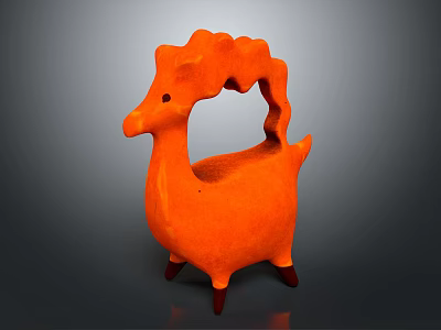 Game And Movie Character Orange Animal Shaped Figure With Curved Horns Black Eyes And Legs 3d model
