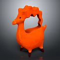 Game And Movie Character Orange Animal Shaped Figure With Curved Horns Black Eyes And Legs