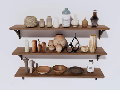 pottery jars, ceramic utensils, decorative ornaments, furnishings, ornaments, bottles, jars and jars 3d model