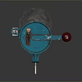Blue Manual Hardware Tool With Red Handle And Stable Base For Workshop Use