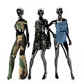Modern Model Women Fashion Clothing Figure Model Combination Super Female Model Black Model Skirt Clothing Store Figure Model 3d model