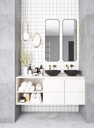 Nordic Bathroom Cabinet 3d model