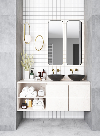 Nordic Bathroom Cabinet 3d model