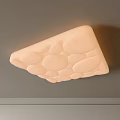 Square Ceiling Light With Soft Pebble Texture And Warm Beige Glow On Gray Ceiling 3d model