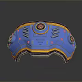 Futuristic Sci Fi Blue And Yellow Weapon With Circular Components And Metallic Design 3d model