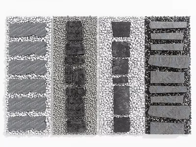 Various Stepping Stones Design With Slate Pebbles And Different Stone Arrangements 3d model