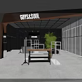 Modern Stylish Clothing Store Interior Featuring Clothing Racks Table And Green Plant