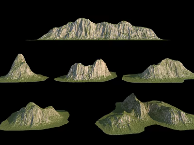 Scenic Mountain Landscape With Rocky Peaks Different Shapes And Green Vegetation 3d model