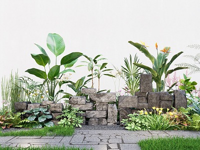 Modern landscape stone landscape stone plant combination green plant pile model