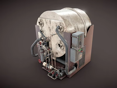 Vintage Industrial Machinery With Rusty Metal Pipes And Control Unit 3d model
