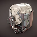 Vintage Industrial Machinery With Rusty Metal Pipes And Control Unit