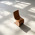 Modern Sleek Wooden Single Chair Design Against Light Interior Background With Shadow