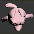 Pink Cartoon Character Sculpture With Ears Limbs And Smooth Surface Design