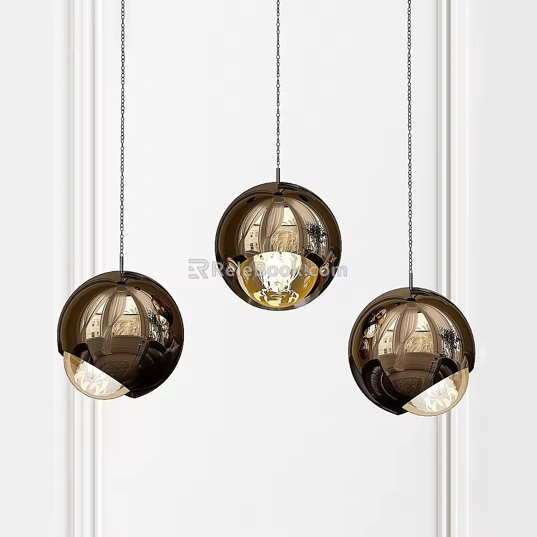 Nordic ball chandelier combination 3d model