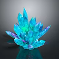 Vibrant Blue Crystal Cluster Display With Colorful Iridescent Glow Dark Background And Reflection