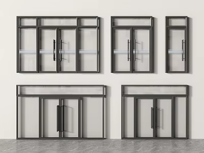 Modern Double Doors With Glass Panels And Black Metal Frames For Interior Use 3d model