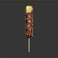 Delicious Chocolate Coated Ice Cream Bar With Sesame Seeds On Wooden Stick