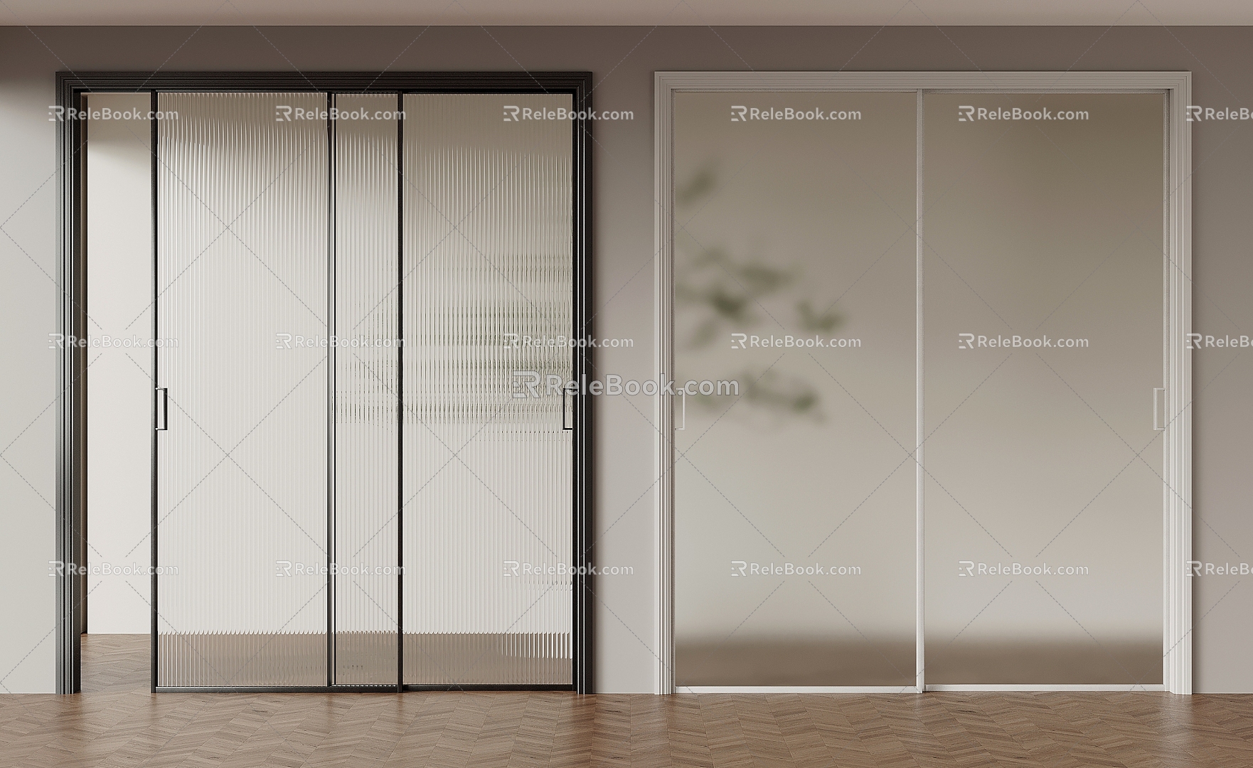 Modern sliding door Changhong glass oil sand glass 3d model