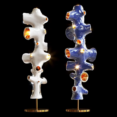 Abstract Floor Lamps with Unique Irregular Design White Blue Colors and Warm Light 3d model