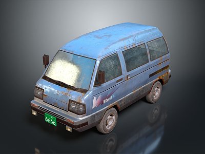 minibus minivan driverless bus school bus van box car 3d model