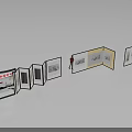 Foldable Modular Exhibition Display Shelves in Red Yellow White for Artworks with Visitors Viewing