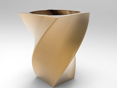 Unique Modern Golden Metallic Decorative Ornament Set With Twisted Textured Design 3d model