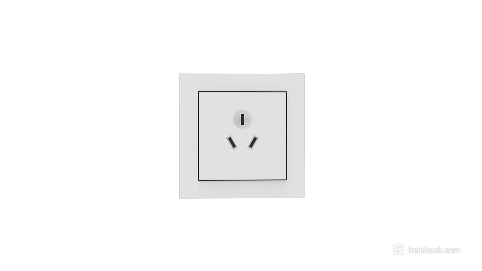 Modern White Square Electrical Wall Socket Single Unit Component For Home Use 3d model 