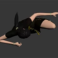 Game And Movie Character Female 3D Render In Black And Gold Qipao Performing High Kick