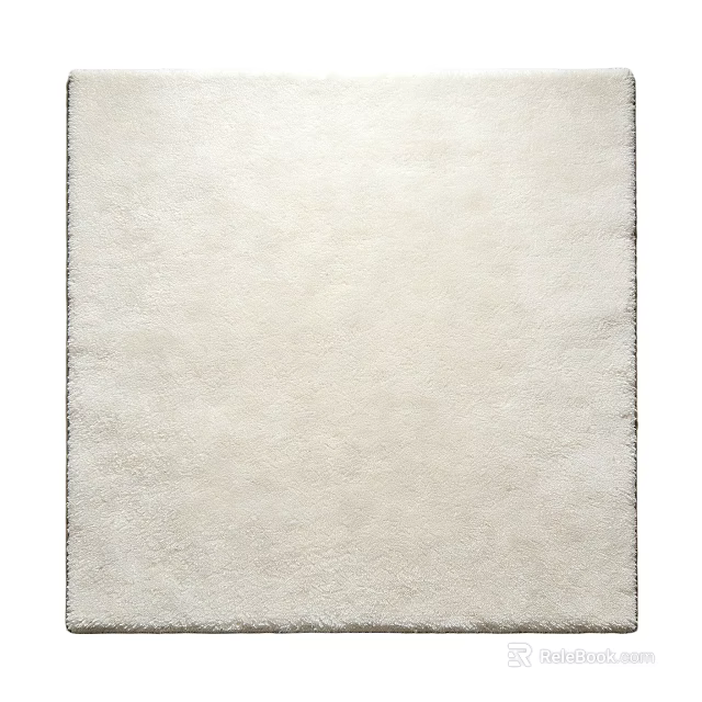 Soft Plush Light Beige Square Carpet For Modern Living Room Decor 3d model 