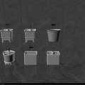 Bathroom White Washbasins With Various Contemporary Designs On Gray Wall