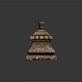 Ancient Bronze Carved Decorative Box With Intricate Patterns Raised Ornament And Ornate Base