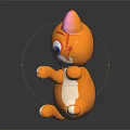 Cute Orange Cartoon Cat Plush Toy With Pink Ears Blue Eyes And White Paws