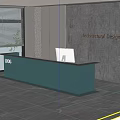 Modern Front Desk Reception Area With Glass Counter Textured Wall And LOOIS Branding In Bright Office