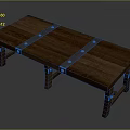 Rustic Wooden Table With Plank Top Metal Brackets And Sturdy Legs