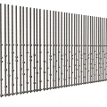 Metal Room Divider With Vertical Slats And Decorative Circular Patterns 3d model