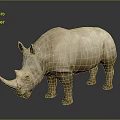 Gray Rhinoceros Standing on Dark Background with Shiny Reflective Surface 3d model