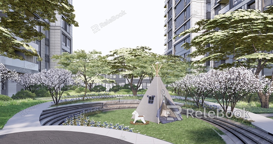 Modern Landscape Residential District Landscape Sinking Landscape Step Landscape Outdoor Tent Forest Rest model