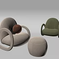 Modern Single Sofa Lazy Sofa 3d model