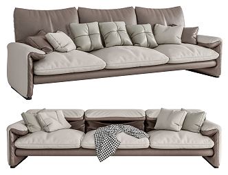 Modern three-seat sofa multiplayer sofa 3d model