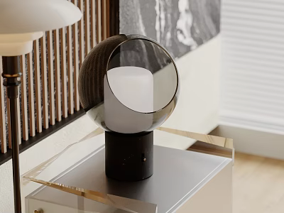 Modern Table Lamp with Glass Globe Design and Black Base for Bedroom Nightstand Decor 3d model