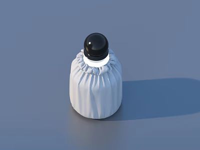White Pleated Bottle With Black Cap For Daily Household Use 3d model